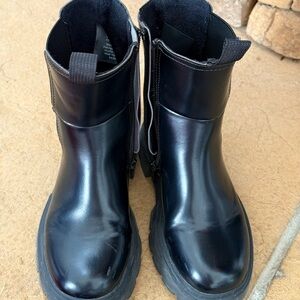 H&M Black Leather Boots Girl Size 13.5